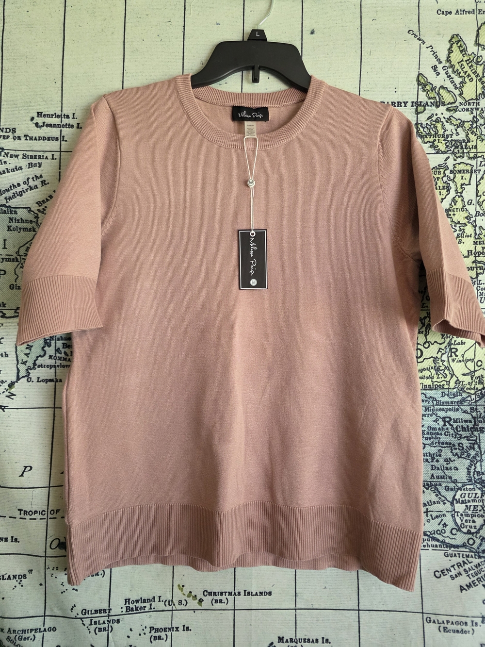 NWT Melissa Paige Dusty Rose Short Sleeve Knit Top